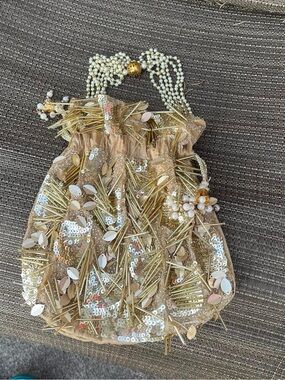 ✨ Handmade Vintage-Inspired Gold Pearl Evening Bag | One of a Kind